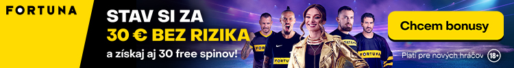 Fortuna vstupný bonus Stávka bez rizika za 30 € + 30 free spinov - 750x100