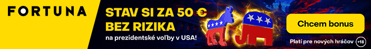 Fortuna vstupný bonus Stávka bez rizika za 50 € - USA prezidentské voľby - 750x100